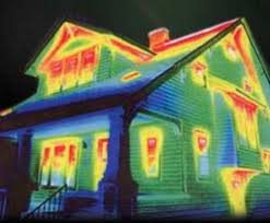 Thermal imaging showing heat leaking from windows