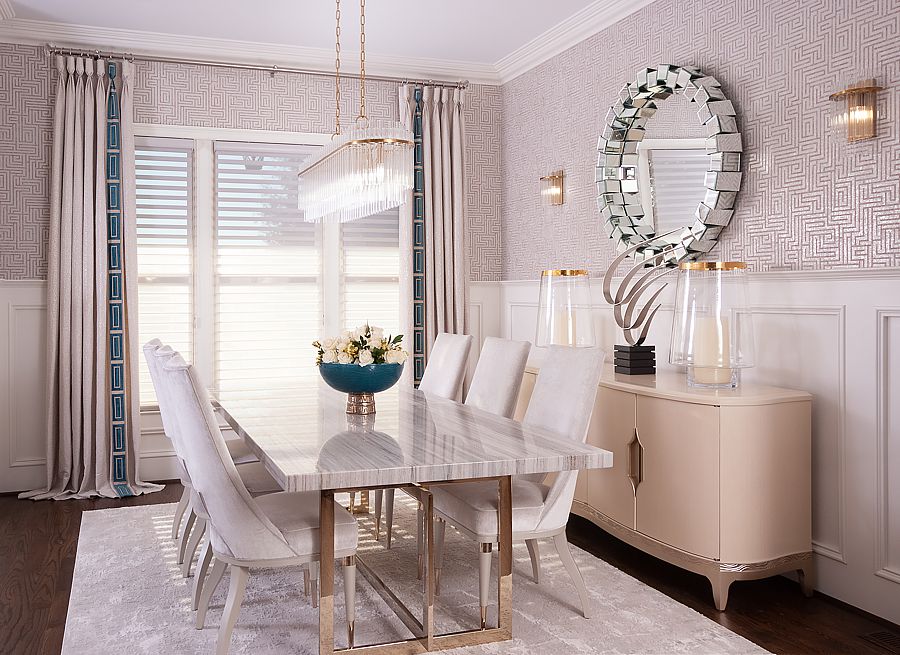 A rectangular dining room table is still a very popular space saver.